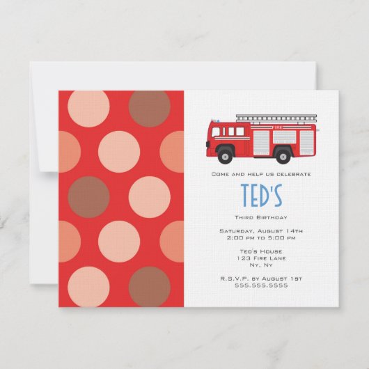 Kindergeburtstag-Einladung - Feuerwehrfahrzeuge Einladung (Vorderseite)