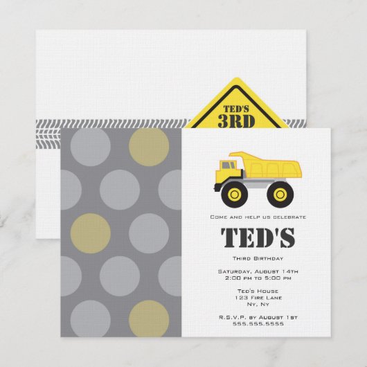 Kindergeburtstag-Einladung - Kipper Einladung (Vorne/Hinten)