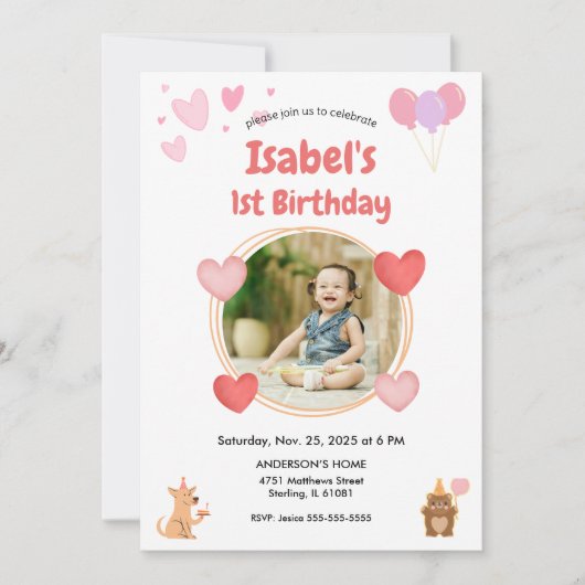 Kindergeburtstag Einladung mit Baby-Foto (Vorderseite)