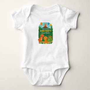 Kindergeburtstag Einladung - Niedliches Dinosaurie Baby Strampler