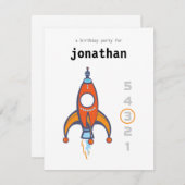 Kindergeburtstag-Einladung - Rocket Einladung (Vorne/Hinten)