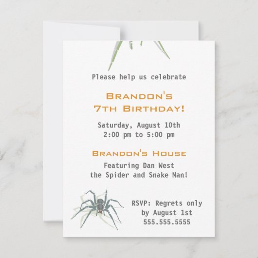 Kindergeburtstag-Einladung - Spinnen Einladung (Rückseite)