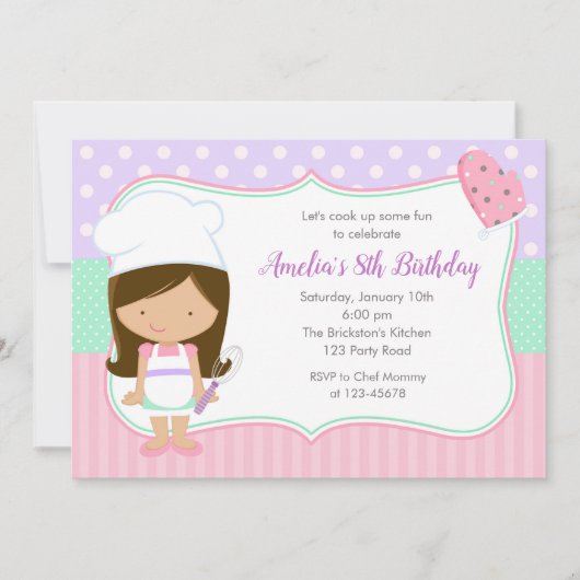 Kindergeburtstag Einladungen (Kochen Koch Backen) (Vorderseite)