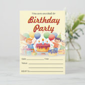 Kindergeburtstag Einladungskarten (Stehend Vorderseite)