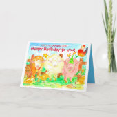 Kindergeburtstag Farmtiere Schweinekuh Rooster Karte (Vorderseite)