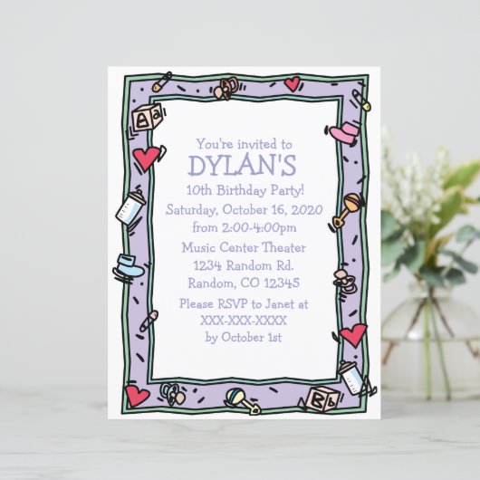 Kindergeburtstag Flyer Einladungen (Stehend Vorderseite)