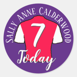 Kindergeburtstag Football Shirt für die Personalis Runder Aufkleber