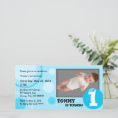 Kindergeburtstag Foto Card Blue Dots (Stehend Vorderseite)