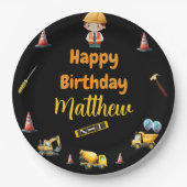 Kindergeburtstag für Baulastwagen PapierTeller (Vorderseite)