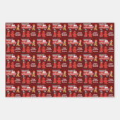 Kindergeburtstag für den Rotfeuerwehrwagen Geschenkpapier Set (Vorderseite 3)