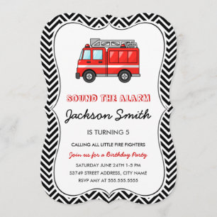 Kindergeburtstag für Feuerwehrfahrzeuge Einladung