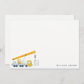 Kindergeburtstag für Kranfahrzeuge Mitteilungskarte (Vorne/Hinten)