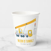 Kindergeburtstag für Kranfahrzeuge Pappbecher (Rückseite)