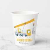 Kindergeburtstag für Kranfahrzeuge Pappbecher (Vorderseite)