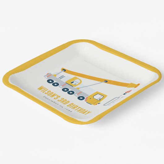 Kindergeburtstag für Kranfahrzeuge Pappteller (Gewinkelt)