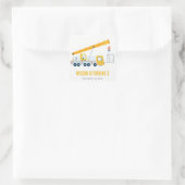 Kindergeburtstag für Kranfahrzeuge Quadratischer Aufkleber (Tasche)