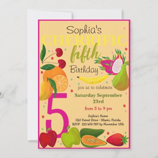 Kindergeburtstag für krebserregende Früchte Einladung (Vorderseite)
