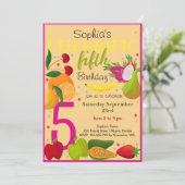 Kindergeburtstag für krebserregende Früchte Einladung (Stehend Vorderseite)