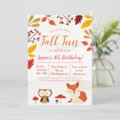Kindergeburtstag für niedliche Herbstspass-Waldtie Einladung (Stehend Vorderseite)