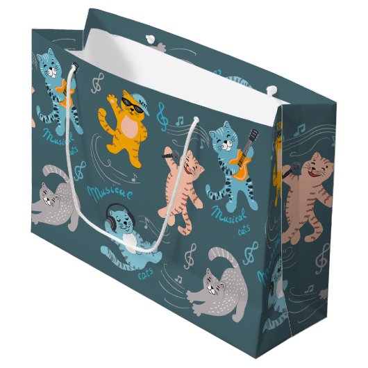 Kindergeburtstag für niedliche Katzen Muster Große Geschenktüte (Vorderseite Schrägansicht)