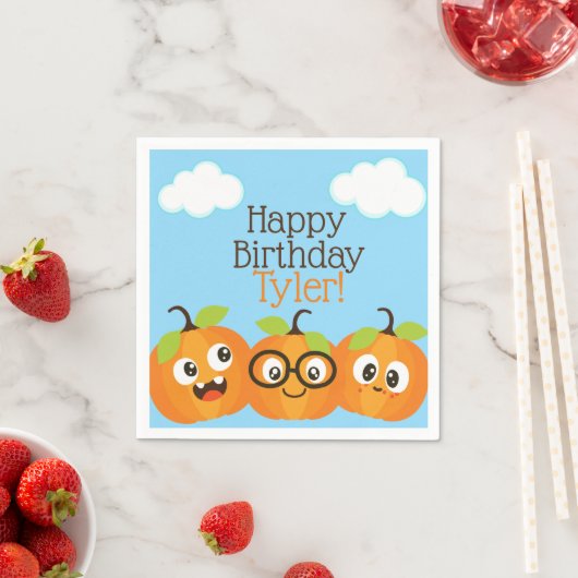 Kindergeburtstag für personalisierte Pumpkin-Patch Serviette (Beispiel)
