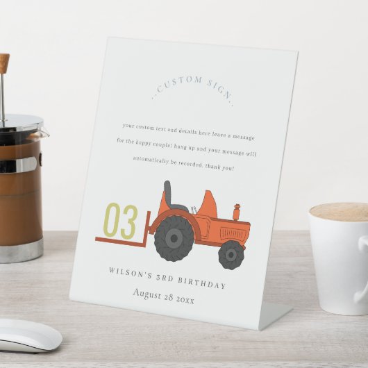 Kindergeburtstag für Rostfleckenzugmaschinen, benu Sockelschild (In SItu)