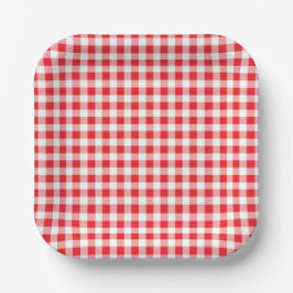 Kindergeburtstag Gingham Farm Red Pappteller