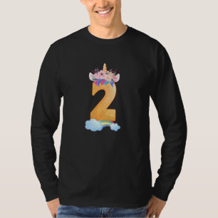 Kindergeburtstag Girl 2 Jahre alt Nummer 2 Einhorn T-Shirt