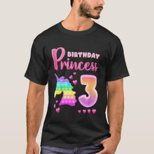 Kindergeburtstag Girl 3 Jahre alter Einhorn Pop It T-Shirt