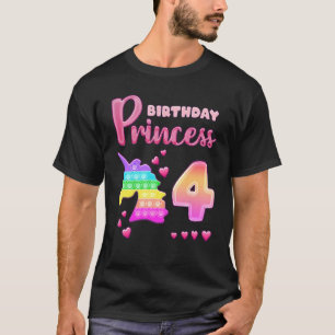 Kindergeburtstag Girl 4 Jahre alter Einhorn Pop It T-Shirt