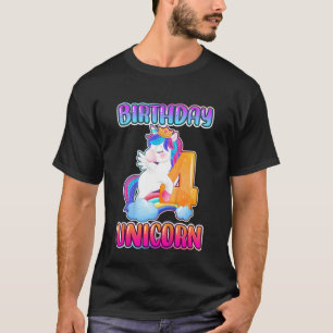 Kindergeburtstag Girl 4 Jahre altes Kleines Einhor T-Shirt
