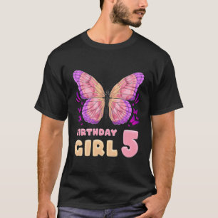 Kindergeburtstag Girl 5 Jahre alt, Rosa Schmetterl T-Shirt