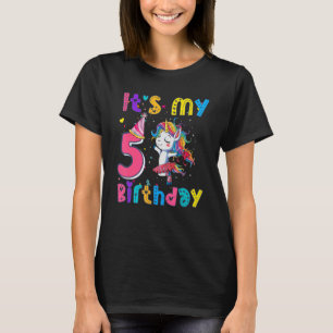 Kindergeburtstag Girl Unicorn 5th i'm 5 Jahre alt T-Shirt