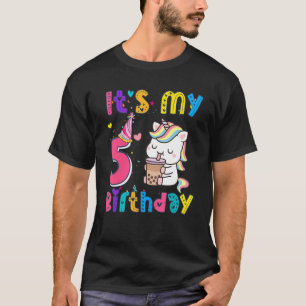 Kindergeburtstag Girl Unicorn 5th i'm 5 Jahre alt  T-Shirt