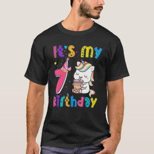 Kindergeburtstag Girl Unicorn 7th i'm 7 Jahre alt T-Shirt