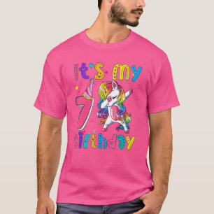 Kindergeburtstag Girl Unicorn 7th i'm 7 Jahre alt T-Shirt