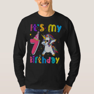Kindergeburtstag Girl Unicorn 7th i'm 7 Jahre alt  T-Shirt