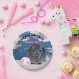 Kindergeburtstag Guinea Pig Rosa Fußball Maßgesc Pappteller