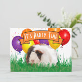 Kindergeburtstag Guinea Schweineborloons Orangefar Einladung (Stehend Vorderseite)