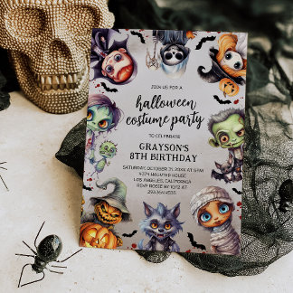 Kindergeburtstag Halloween Costume Party Einladung