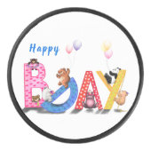 Kindergeburtstag Hockey Puck Happy Bär Party (Vorderseite)