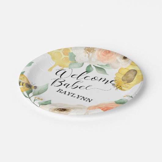 Kindergeburtstag, Honigbiene, Bienengewerbe Pappteller (Schrägansicht)