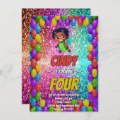 Kindergeburtstag im Cartoon Einladung (Vorne/Hinten)