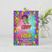 Kindergeburtstag im Cartoon Einladung (Stehend Vorderseite)