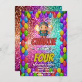 Kindergeburtstag im Cartoon Einladung (Vorne/Hinten)