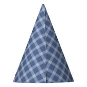 Kindergeburtstag in Blau Gingham Partyhütchen (Rückseite)