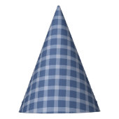 Kindergeburtstag in Blau Gingham Partyhütchen (Vorderseite)