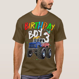 Kindergeburtstag Junge 3 Jahre alter Monster LKW F T-Shirt