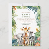 Kindergeburtstag Jungle Safari Tiere für Junge Fot Einladung (Vorderseite)