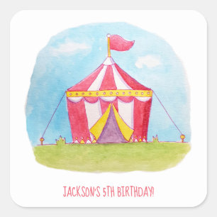 Kindergeburtstag-Karnevalwatercolor-Dekorationen Quadratischer Aufkleber